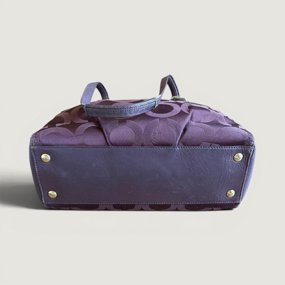 Plum Coach Taylor Op Art Alexis Tote with Dual Shoulder Straps and Gold Hardware - Picture 5 of 8